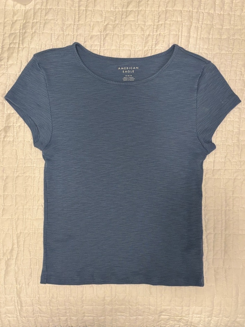 American Eagle Outfitters Blue Ribbed Short Sleeve Tee